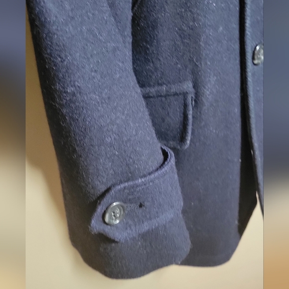 Vintage London Fog Mens Wool Pea  Coat Double Breasted Navy Blue Size 44R - Picture 4 of 9